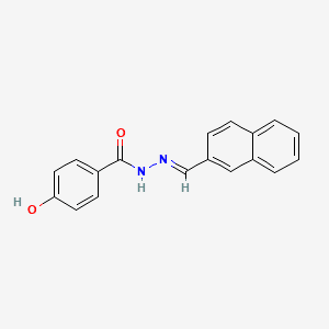 Molecular structure of SLU-PP-332, a synthetic small-molecule research compound, featuring its chemical formula C18H14N2O2, presented in a clear, detailed illustration for laboratory research purposes.